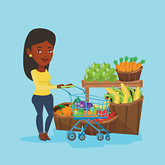 Image showing Customer with shopping cart vector illustration.