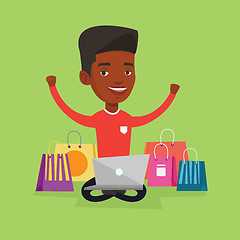 Image showing Man shopping online vector illustration.