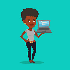 Image showing Woman shopping online vector illustration.