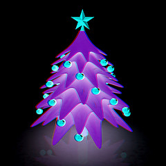 Image showing Christmas tree. 3d illustration. Anaglyph. View with red/cyan gl