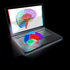 Image showing creative three-dimensional model of real human brain and scan on