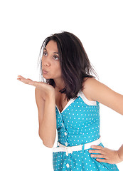 Image showing Lovely woman blowing a kiss.