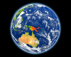 Image showing Papua New Guinea in red from space