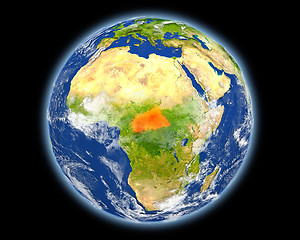 Image showing Central Africa in red from space