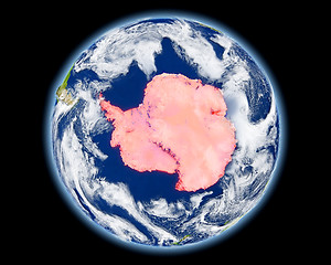 Image showing Antarctica in red from space