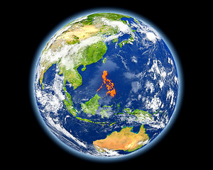 Image showing Philippines in red from space