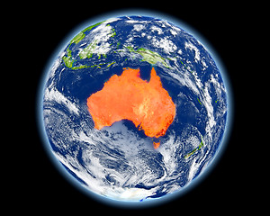 Image showing Australia in red from space