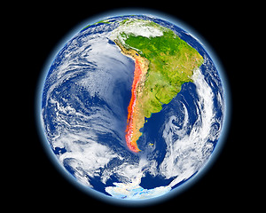 Image showing Chile in red from space