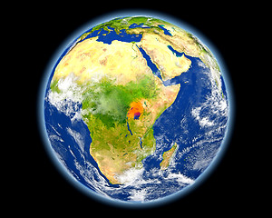 Image showing Uganda in red from space