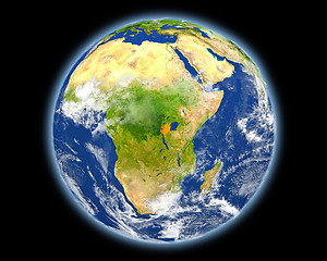 Image showing Rwanda in red from space