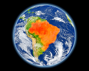 Image showing Brazil in red from space