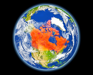 Image showing Canada in red from space