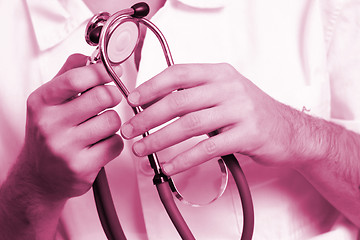 Image showing Portrait of a young doctor with stethoscope.