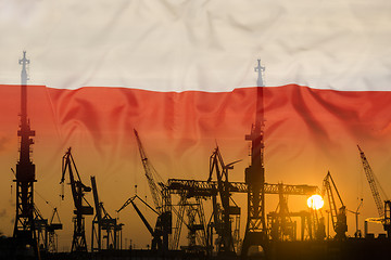 Image showing Industrial concept with Poland flag at sunset