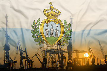 Image showing Industrial concept with San Marino flag at sunset