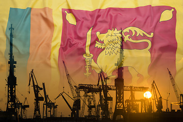 Image showing Industrial concept with Sri Lanka flag at sunset