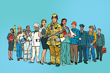 Image showing Fireman doctor Secretary astronaut Builder chef pilot miner and 