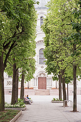 Image showing Avenue surrounded by trees in summer