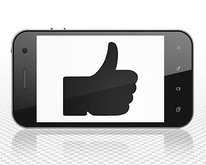 Image showing Social media concept: Smartphone with Thumb Up on display