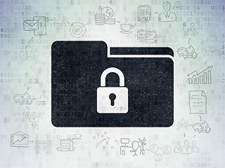 Image showing Business concept: Folder With Lock on Digital Data Paper background