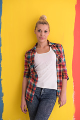 Image showing young woman over color background