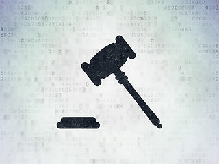 Image showing Law concept: Gavel on Digital Data Paper background