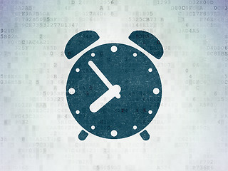 Image showing Time concept: Alarm Clock on Digital Data Paper background