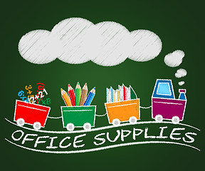 Image showing Office Supplies Means Company Materials 3d Illustration
