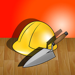 Image showing House Builders Hat Represents Real Estate 3d Illustration