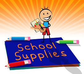 Image showing School Supplies Displays Stationery Materials 3d Illustration