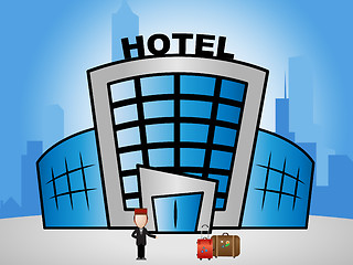 Image showing Hotel Lodging Showing Holiday Accomodation 3d Illustration