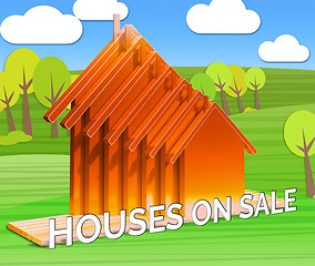 Image showing Houses On Sale Means Sell House 3d Illustration