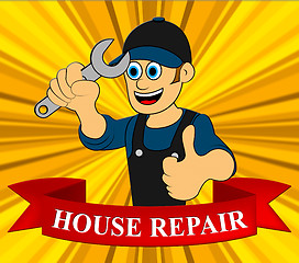 Image showing House Repair Man Displays Fixing House 3d Illustration