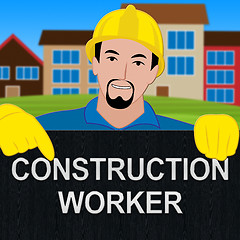 Image showing Construction Worker Showing Building Laborer 3d Illustration