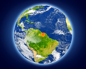 Image showing Suriname on planet Earth