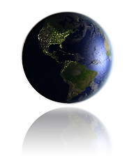 Image showing Americas on globe at night