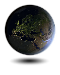 Image showing Europe on night globe