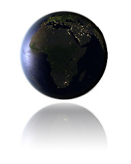 Image showing Africa on globe at night