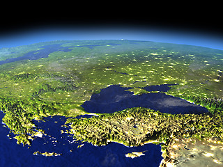 Image showing Evening above Turkey and Black sea region from space
