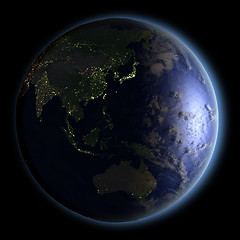 Image showing East Asia from space at night