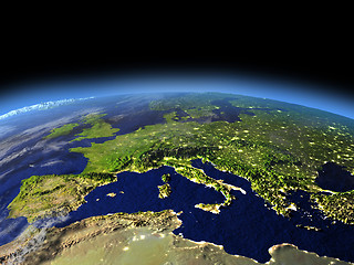 Image showing Evening above Europe from space