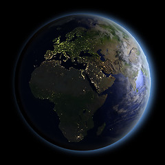 Image showing EMEA region from space at night