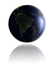 Image showing South America on globe at night