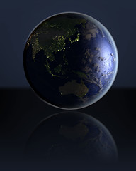 Image showing East Asia  on dark globe