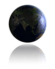 Image showing Asia on globe at night