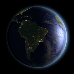 Image showing South America from space at night