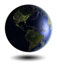 Image showing Americas on night globe