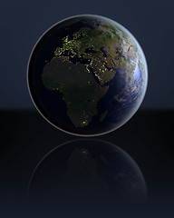 Image showing EMEA region  on dark globe