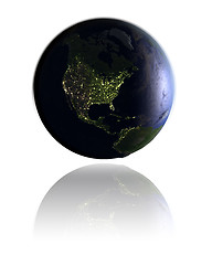 Image showing North America on globe at night