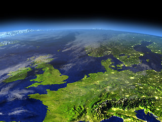 Image showing Evening above Western Europe from space